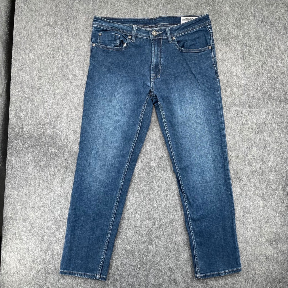 Buffalo David Bitton Jackson Jeans Mens 34x30 Straight Stretch Medium Wash Blue